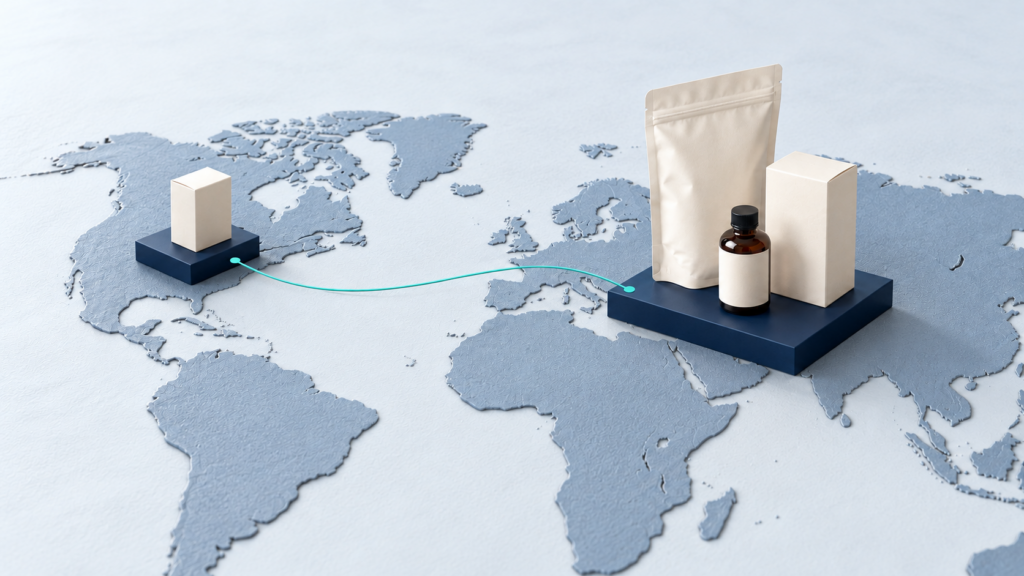 World map illustrating international eCommerce market expansion across Europe and the U.S.